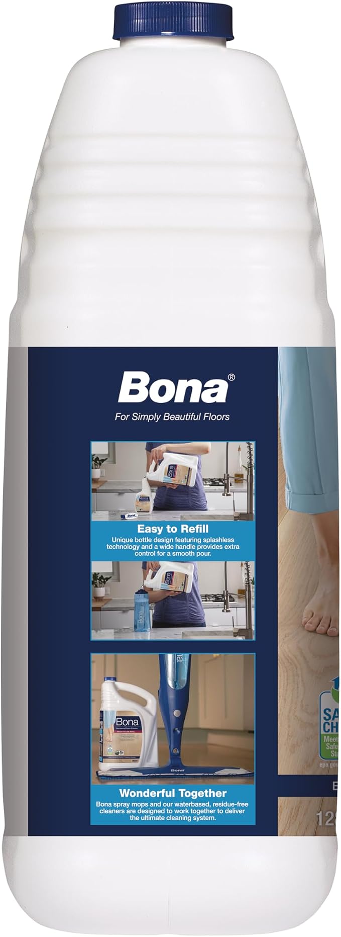 Bona Hardwood Floor Cleaner Refill - 128 fl oz - Unscented - Refill for Bona Spray Mops and Spray Bottles - Residue-Free Floor Cleaning Solution for Wood Floors