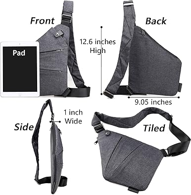 Anti Theft Travel Bag for Women Men, The Slim Carry Sling Bag, Personal Flex Travel Purses Crossbody Bags Multi Pocket
