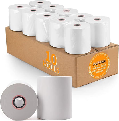 3 1/8'' x 230ft' Thermal Paper Receipt 10 Rolls, Receipt Paper POS Cash Register Paper for Credit Card Machine Square Terminal Printer