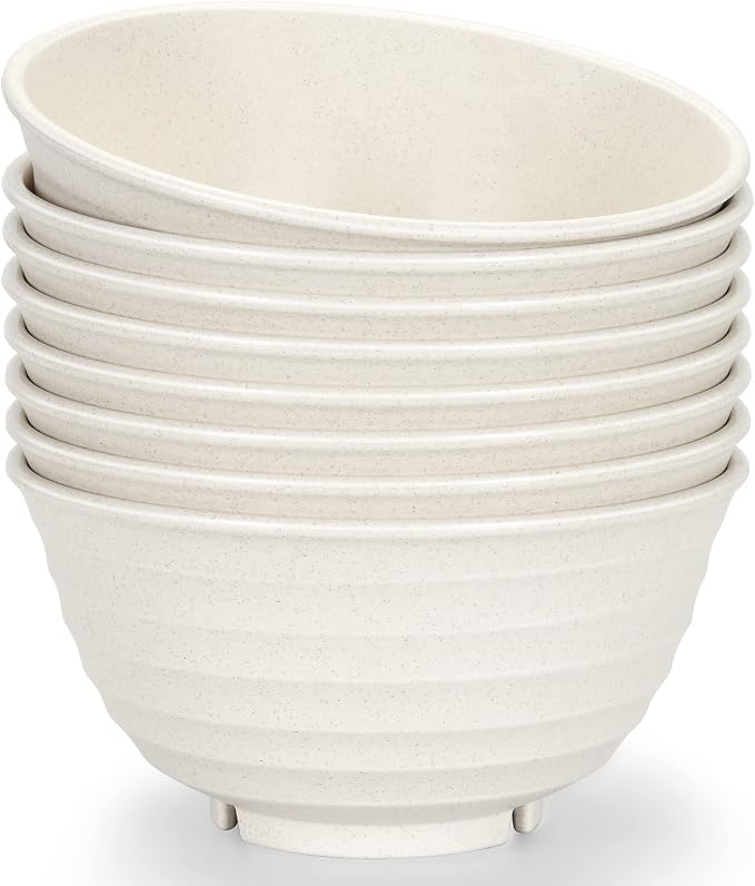 NOT CERAMIC60 Oz Big Salad Bowl Soup Bowl , Large Bowls for Eating Microwave and Dishwasher Safe BPA-Free Eco-Friendly Deep Cereal Bowls for Cereal, Salad, Ramen,Soup, Mixing [Set of 8]