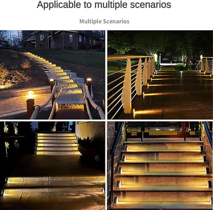 Solar Step Lights, Stair Fence Triangle Lights IP67 Outdoor Waterproof LED Deck Light for Garden Yard Patio, Porch, Front Door, Outside, Pathway, Warm White 4 Pack