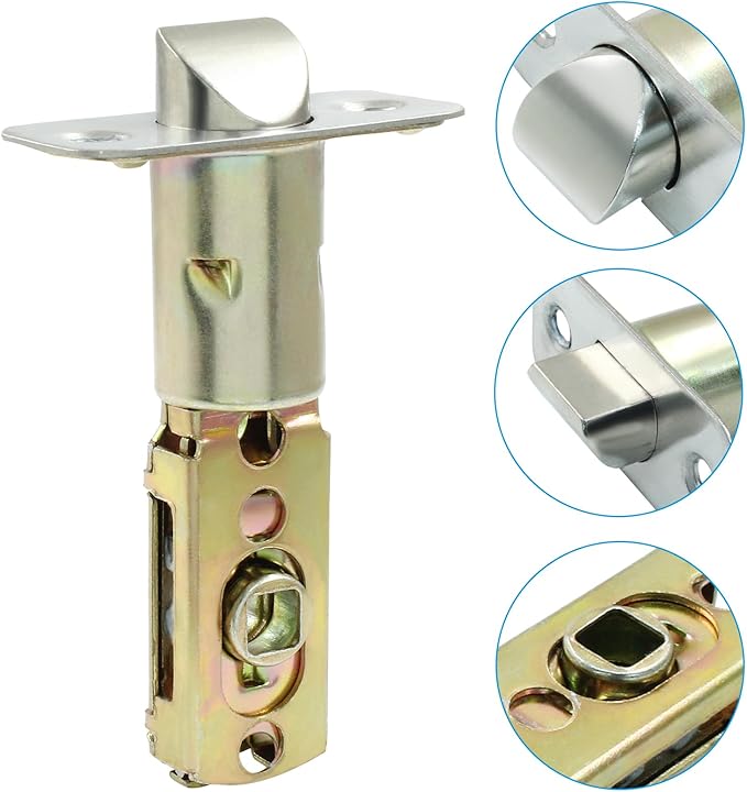 Tubular Mortice Latch, Passage Door Latch, Adjustable Square Latch Size 6070mm, Replacement Entry Latch for Lever Door Handles, Internal Door Handles