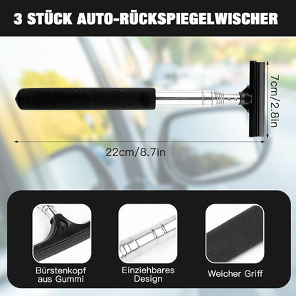 Side Mirror Squeegee,Retractable Car Rearview Mirror Wiper,Portable Car Mirror Squeegee for Rainy Foggy Weather,Universal Car Accessories