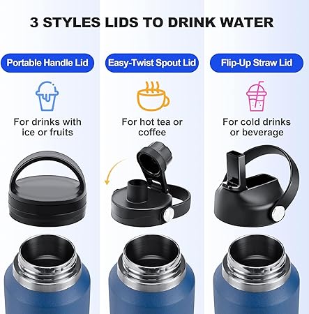40 oz Insulated Water Bottle with Straw fit in Car Cup Holder(Cold 48 hrs, Hot 24 hrs) Drinking Bottle with Straw Lid, Spout Lid and Flex Cap Leakproof Travel Thermo Mug,Olive