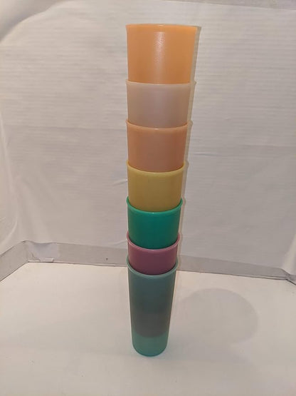Tupperware Set of 6 Classic Vintage Smooth 16 Ounce Pastel Tumblers 107