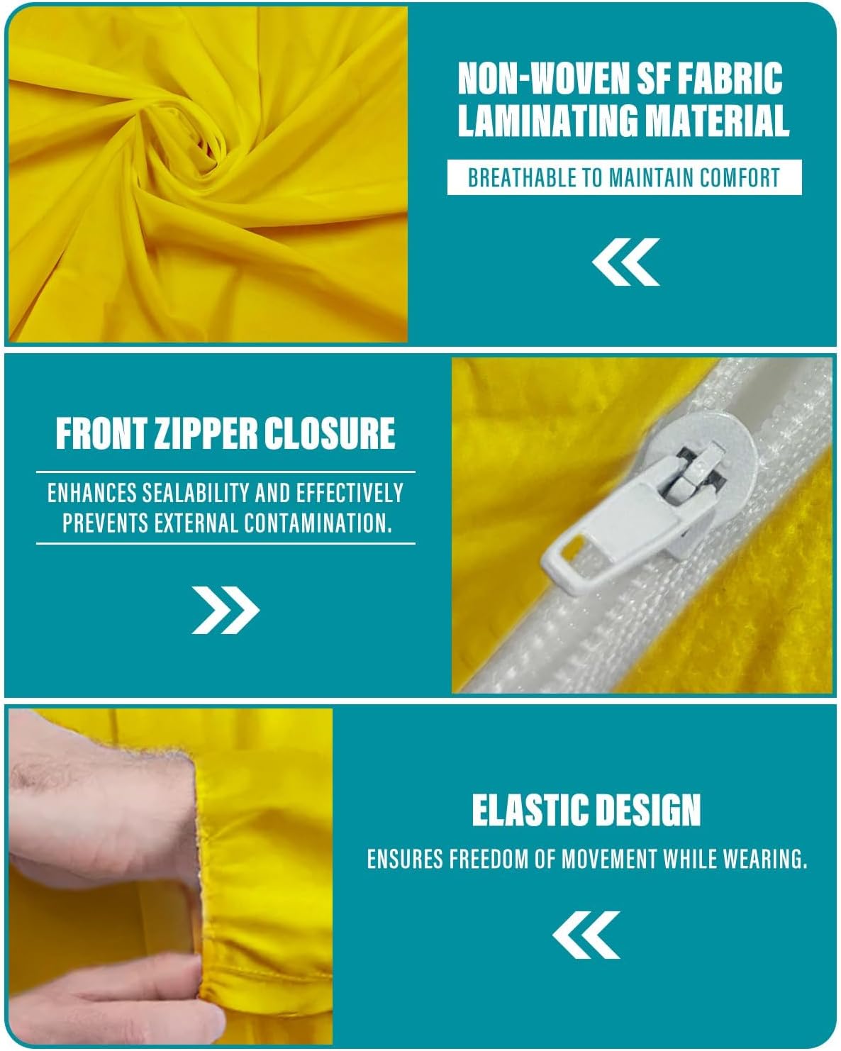 Hazmat Suit Disposable Coverall | Full Body Painters Suit in 7 Sizes with Multiple Specifications for Men & Women - X-Large, Yellow, 1