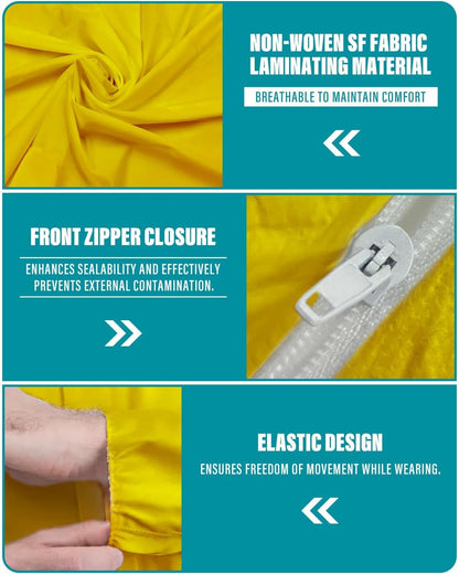 Hazmat Suit Disposable Coverall | Full Body Painters Suit in 7 Sizes with Multiple Specifications for Men & Women - X-Large, Yellow, 1