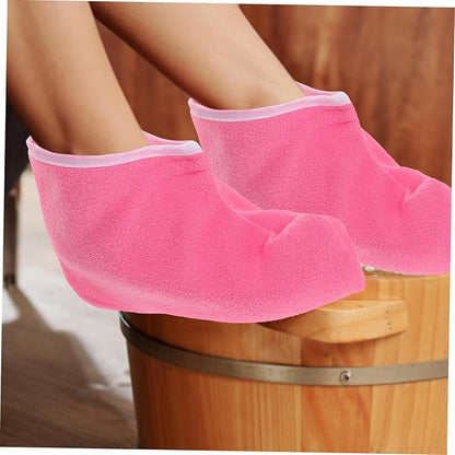 FOMIYES 1 Pair Paraffin Wax Booties Reusable Wax Warming Covers for Foot Spa Treatments Thick Moisturizing Foot Liners Bright with Trim Ideal for Hydrating and