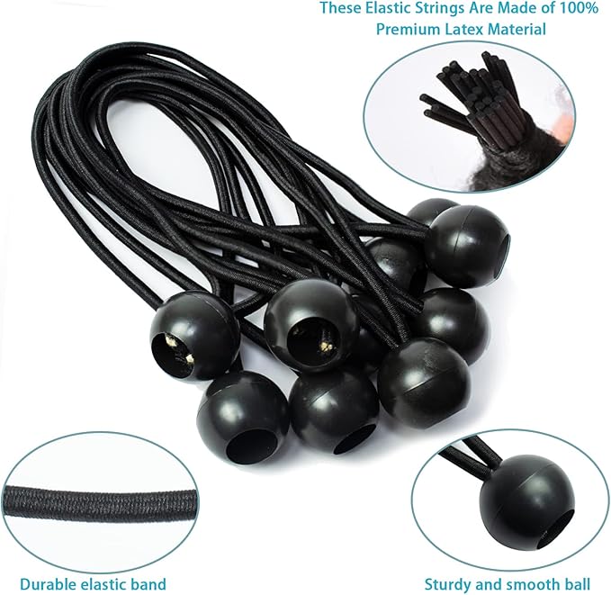 Ball Bungee Cords 20Pcs 6 Inches Bungee Cord with Balls for Camping, Tents, Cargo, Holding Wire and Hoses