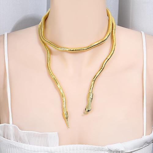 Bendable Snake Necklace Gold Snake Necklace for Women Adjustbale Snake Statement Necklace Halloween Jewelry