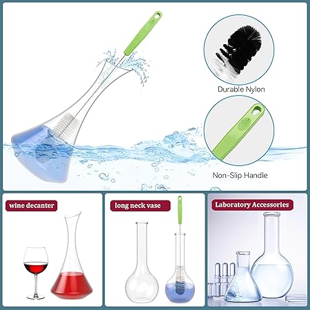Set of 12 Tube Pipe Cleaners Kit - for Cleaning Narrow Neck Bottle, Curved Glass Tube, Hard-to-Reach Crevices,17 Long Handle Brush,8.2 Multi-Diameters Brushes,35 Flexible Dual-Head Cleaner