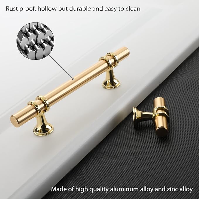 Rergy Cabinet Handles Drawer Pulls and Knobs, 2Pack Gold 6-14inch Hole Center, Kitchen Hardware for Dresser Handle Zinc Alloy Furniture Pull