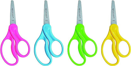 Westcott Right- & Left-Handed Scissors For Kids, 5'' Pointed Safety Scissors, Assorted, 12 Pack (13141)