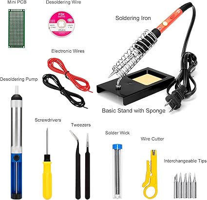 Soldering Iron Kit, 60W Upgraded Soldering Kits Adjustable Temperature Welding Tool Solder Irons Pen with OnOff Switch Use for Electrical Repairs
