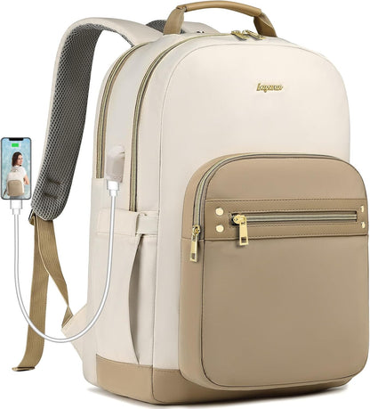 bagswan laptop backpack for Women - 15.6 inch Work Bags Travel Backpack with USB Charger College Bookbag Waterproof Business Computer Backpack Anti-theft Casual Backpacks for Nurse Teacher khaki
