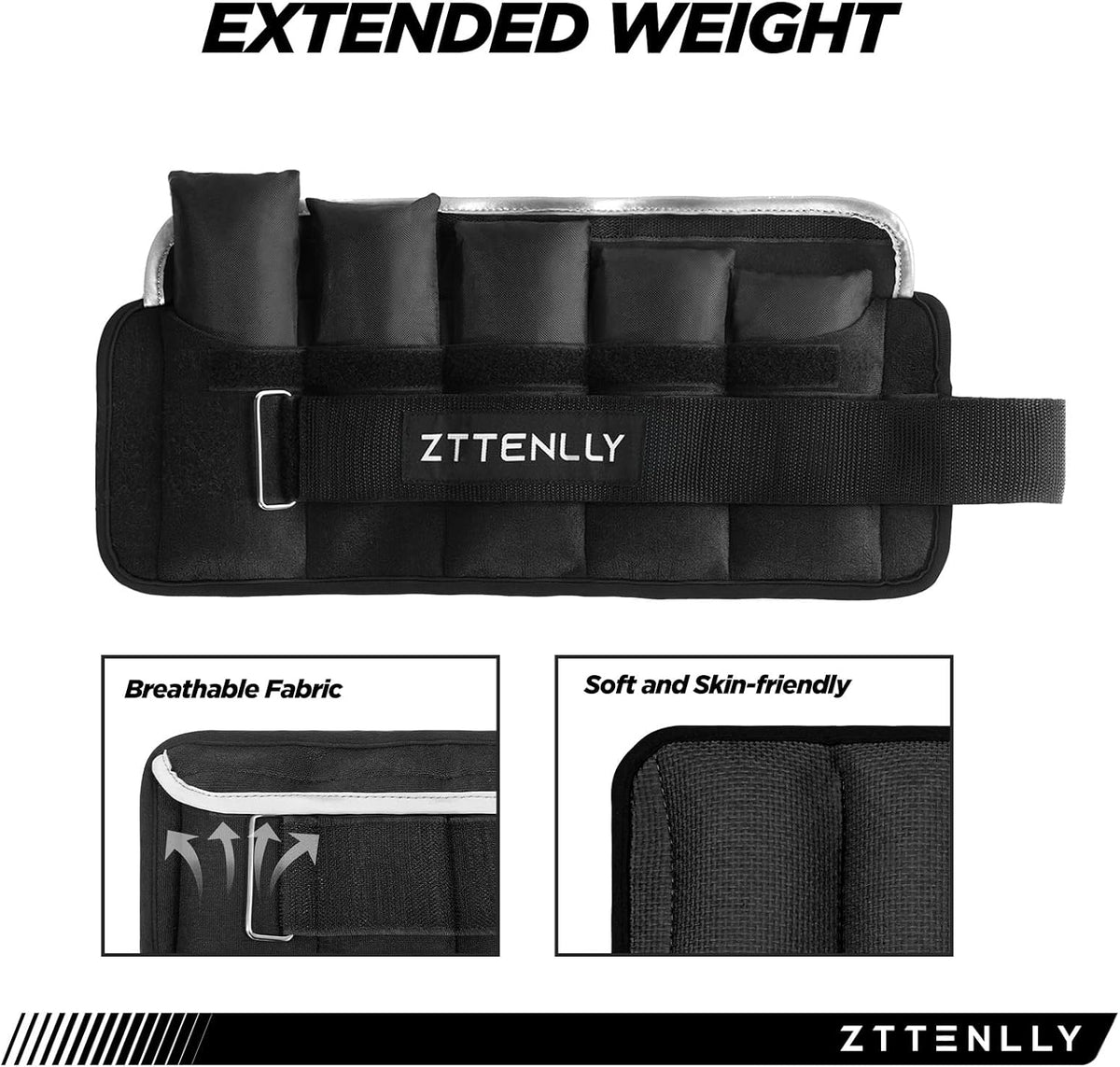 Adjustable Ankle Weights 1-5/10/15/20LBS Pair with Carry Bag - Breathable Fabrics, Reflective Trim - Strength Training Leg Wrist Arm Ankle Walking Weights Sets for Women Men Kids