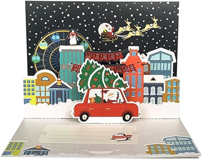 Merry Christmas Pop Up Card Christmas Card 3D Cute Holiday Greeting Cards Gift For Christmas or Holidays Set Includes Card Envelope and Sticker