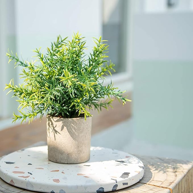 Velener Artificial Potted Rosemary Plants- Rustic Farmhouse Topiary Shrubs for Decoration Centerpieces Living Room, Shelf Bedroom Aesthetic Green Bathroom Accessories Boho Small Desk Plant Office