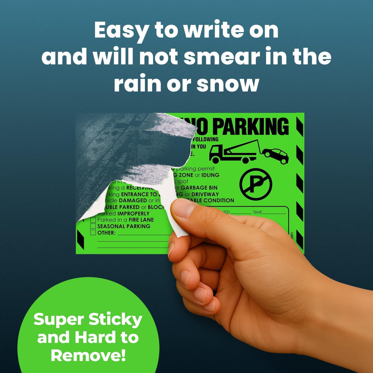 95 MESS Parking Violation Stickers 8x5 in – Green Multi-Reason Warning Labels for Towing & Improper Parking – Super Sticky & Hard to Remove