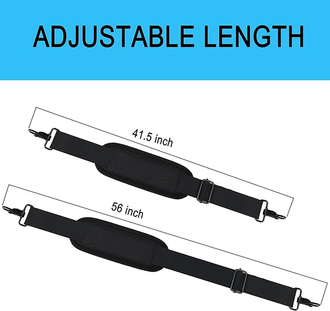 Askuko Shoulder Strap 56 Inch, Universal Adjustable Shoulder Belt Replacement Laptop Bag Shoulder Strap with Metal Hooks for Briefcase, Laptop Messenger Crossbody Bag, Luggage Duffel Camera, Black