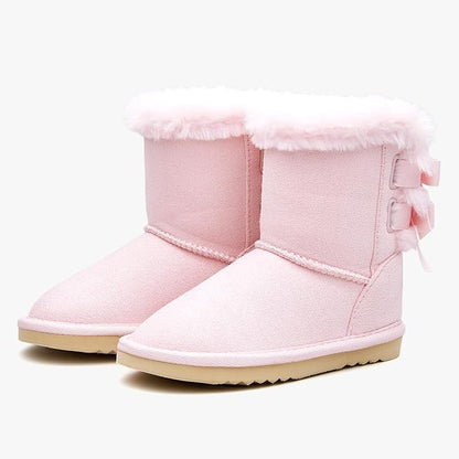 EasyStar Kids' Classic Bow-Tie Warm Fur Mid-Calf Snow Boots for Girls and Boys