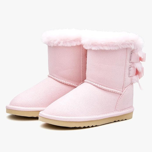 EasyStar Kids' Classic Bow-Tie Warm Fur Mid-Calf Snow Boots for Girls and Boys