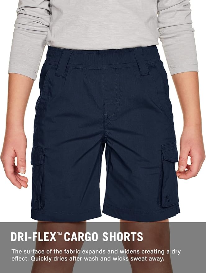 CQR Kids Youth Pull on Cargo Shorts, Outdoor Camping Hiking Shorts, Lightweight Elastic Waist Athletic Short with Pockets