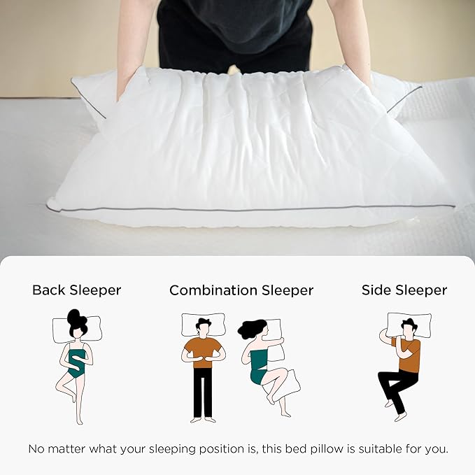 Acanva Cooling Bed Pillows for Sleeping 2 Pack, Luxury Hotel Quality Shredded Memory Foam Filling with Breathable Cover for Side Back and Stomach Sleepers, Standard Size, White 2 Count