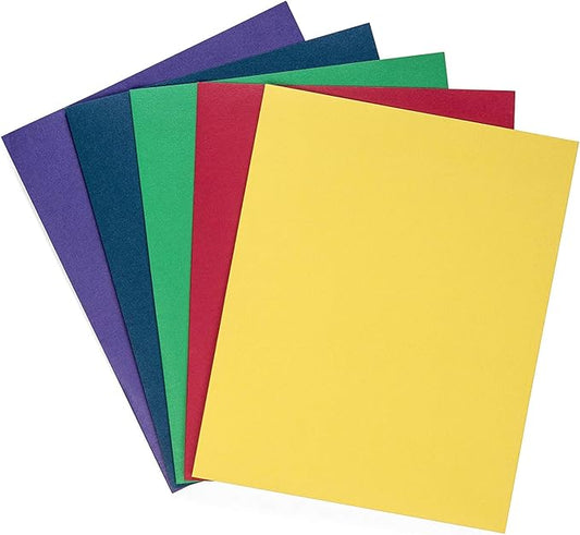 Blue Summit Supplies 50 Two Pocket Folders, Designed for Office and Classroom Use, Assorted 5 Colors, 50 Pack Colored 2 Pocket Folders