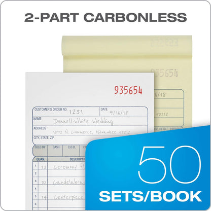 Adams Sales Order Books, 2-Part, Carbonless, White/Canary, 4-3/16" x 7-3/16", Bound Wraparound Cover, 50 Sets per Book, 3 Pack (DC4705)