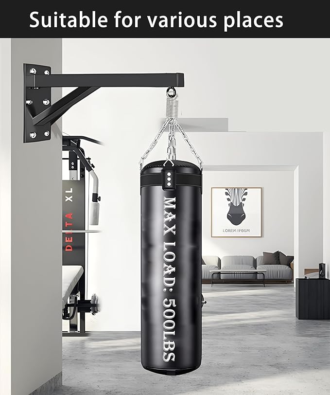 Punching Bag Hanger, Heavy Duty Boxing Punching Bag Hanger,360 Rotational Heavy Bag Punching Bag Wall Mount WCarabiners Spring for Heavy Bag, Gym Swing, Trapeze, Hammock:WLL-500Lbs