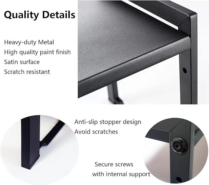 Expandable Cabinet Shelf Organizer 16-26" L Stackable Kitchen Counter Shelf Rack Sink Riser Countertop Storage Black (Normal 7.9D)