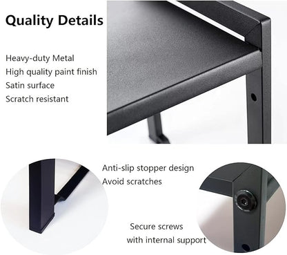 Expandable Cabinet Shelf Organizer 16-26" L Stackable Kitchen Counter Shelf Rack Sink Riser Countertop Storage Black (Normal 7.9D)