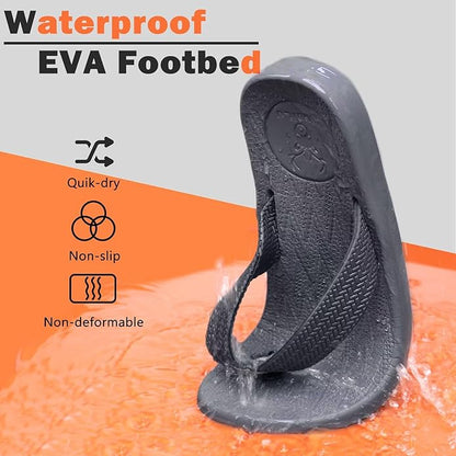KuaiLu Mens Flip Flops Arch Support Comfortable Summer Beach Thong Sandals Yoga Foam Cushion Slip on Slippers