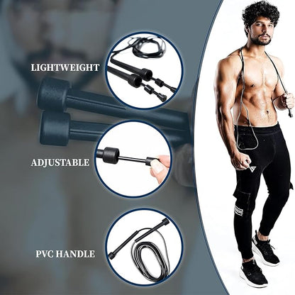 Adjustable Jump Rope for Women Men Kids Fitness Exercise,Black