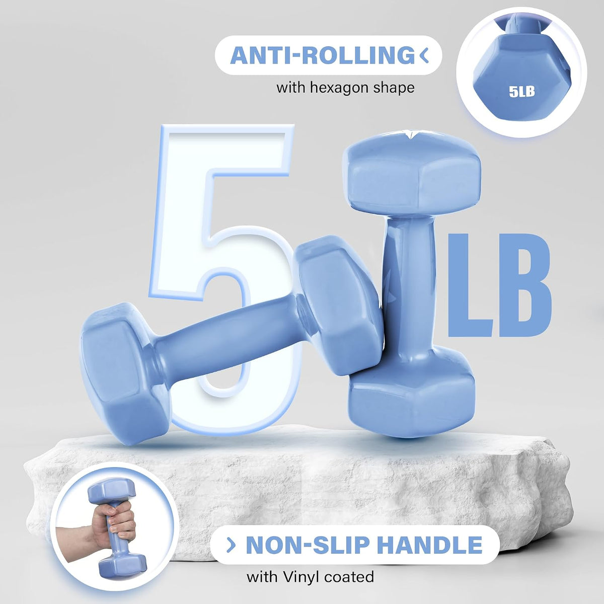 Yes4All Vinyl Hexagon Dumbbells, Set of 2