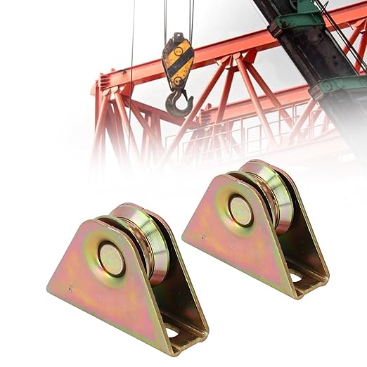 2Pcs V Groove Wheel Pulley 150kg Load Bearing Galvanized Alloy Steel Track Rail Fixed Pulley for Motorized Doors Shelves