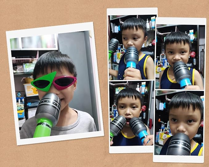 DS. DISTINCTIVE STYLE Inflatable Microphones 6 Pieces 10-Inch Blow up Microphones 80s 90s Party Favors Performace Photo Props Random Colors