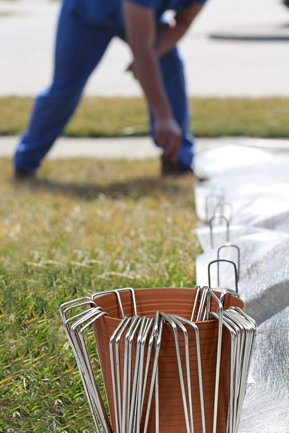 Ashman 200 Pack Galvanized Garden Stakes Landscape Staples and Fence Stake Sod Staples - Heavy Duty  Anti Rust Zinc Coated.