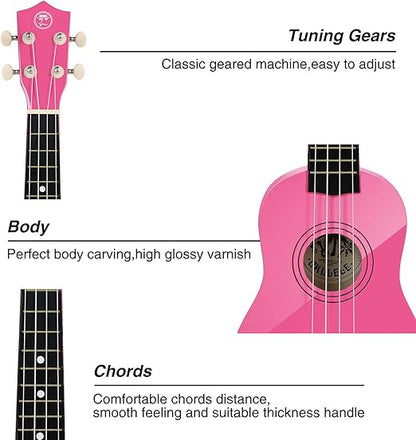 MUSTAR Soprano Ukulele Kids Ukulele for Beginners - 21 Inch Small Guitar Ukulele for Kids
