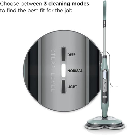 Shark Steam & Scrub Steam Mop, All-in-One Hard Floor Cleaner, Grey, S8001 LED Headlights, 4 Dirt Grip Soft Scrub Pads Included, XL Water Tank, Swivel Steering