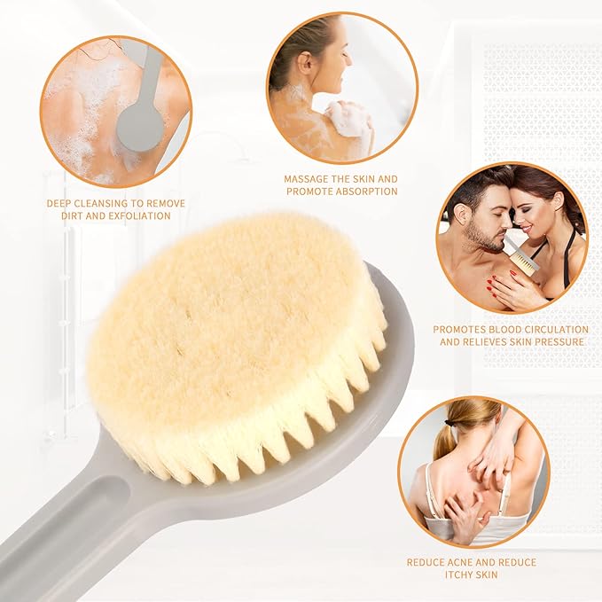 Shower Brush with Soft Bristles, Long Handled Back Bcrubber for Shower,Body Exfoliator for Bath or Dry Brushing, for Men Women Elderly