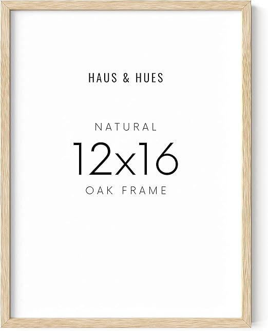 HAUS AND HUES 12"x16" Beige Oak Wood Frames -12x16 Poster Frames Frame for Wall Art, Frame for Poster, 12 x 16 Frame Wood, Art Frames 12x16, Wood Poster Sized Frame to Fit 12x16 Picture