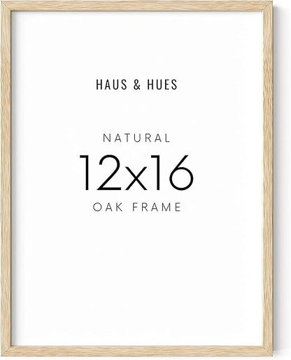 HAUS AND HUES 12"x16" Beige Oak Wood Frames -12x16 Poster Frames Frame for Wall Art, Frame for Poster, 12 x 16 Frame Wood, Art Frames 12x16, Wood Poster Sized Frame to Fit 12x16 Picture