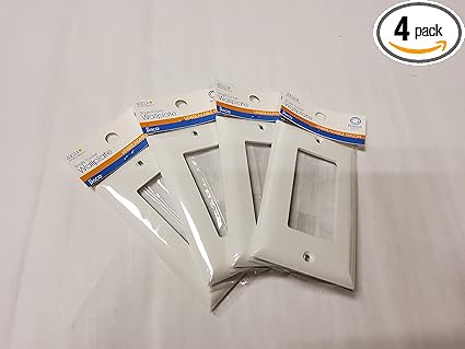 4 pack x 1-Gang Single Rocker Wallplate, White, Unbreakable Nylon with screws