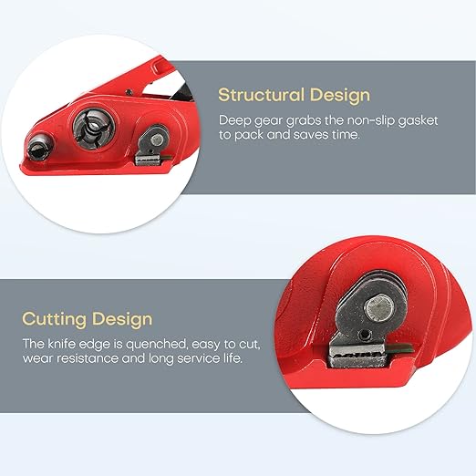 Poly Strapping Tensioner & Cutter Manual Strapping Tools Heavy Duty Manual Strapping Tensioner Cutter Cord Strapping Machine Windlass for 1/2" -3/4" Width Polyester Polyproplyn Strap (Red)