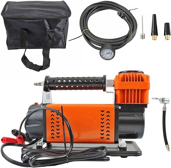 12V Portable Air Compressor Kit Heavy Duty Cylinder Inflator Replacement for Truck Tires, Heavy Duty Max 150 PSI for 4x4 Vehicle & RV