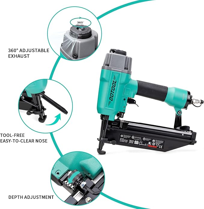 Finish Nailer 16GA 1-inch to 2-12-inch Finish Nails Pneumatic Nail Gun with Tool-Free Depth Adjust
