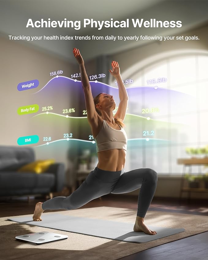 FITINDEX Smart Scale for Body Weight, Scale with BMI, Body Fat, Muscle Mass, Bluetooth,13 Body Composition Analyzer, Sync APP, Digital Bathroom, FSA HSA Eligible, 400lb, White