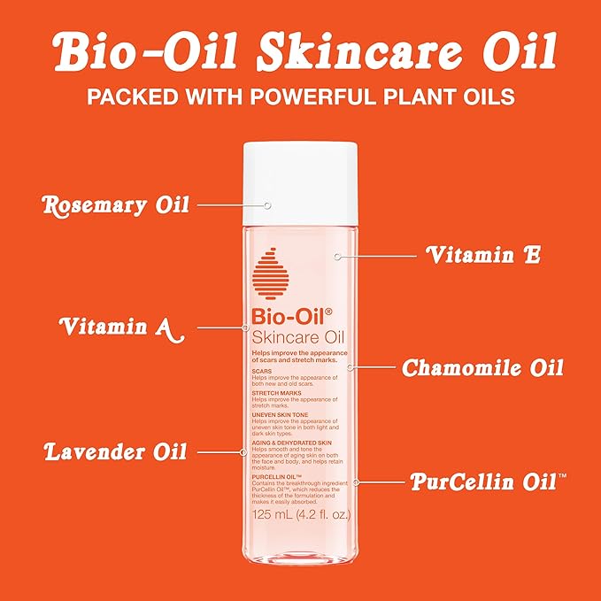 Bio-Oil Skincare Body Oil Serum for Scars and Stretch Marks, Face and Body Moisturizer with Vitamin E  A for Sensitive Dry Skin, Dermatologist Recommended, Non-Comedogenic, 4.2 Oz